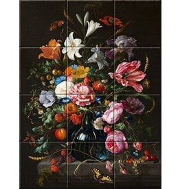 Ceramic Tile Tableau Flowers de Heem 33 x 44 cm (12 single tiles)