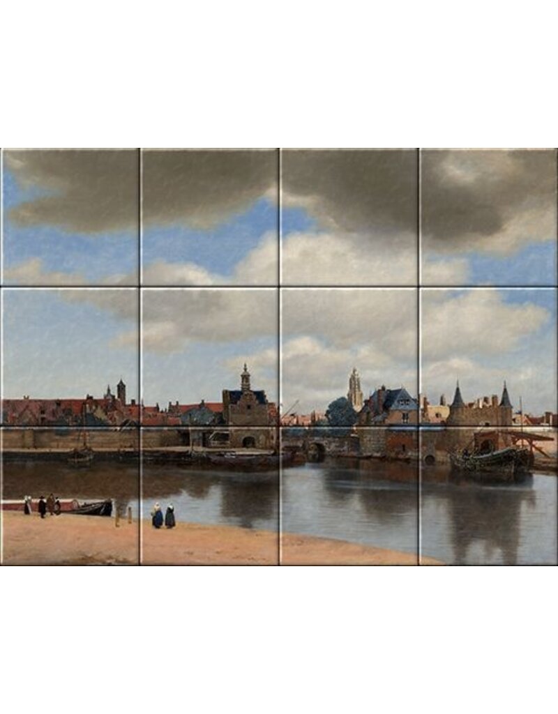 Tegeltableau Gezicht op Delft 33 x 44 cm (12 tegels)