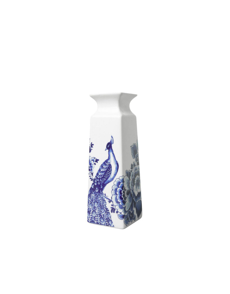 Vaas vierkant bloem en Pauw klein -16cm