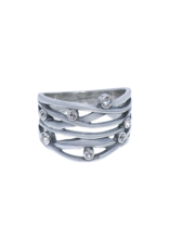 Ring lijnen & kristallen Sterling Zilver