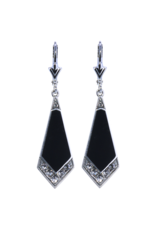 Earrings Art Nouveau Onyx Sterling Silver