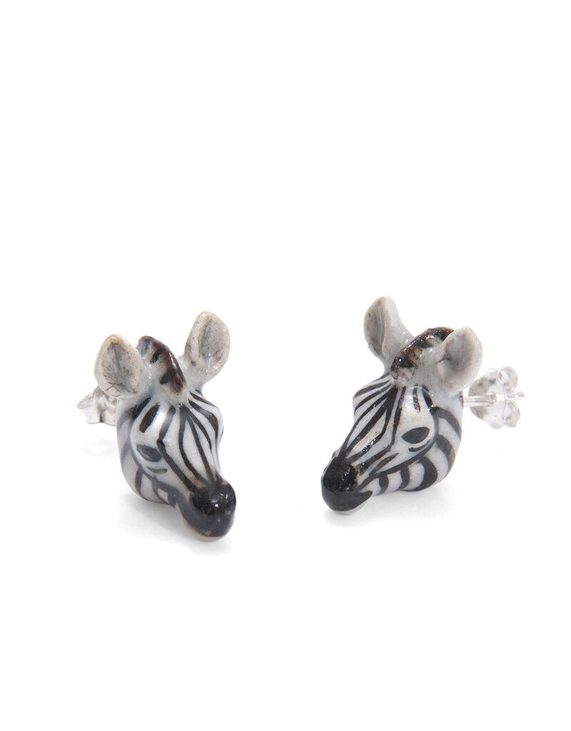 Earrings Zebra  - Ceramic - Sterling silver