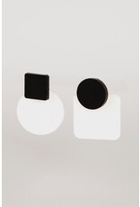 Earrings White Black asymmetric hypoallergenic stainless steel studs