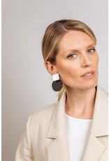 Oorbellen Zwart Wit  asymetrisch hypoallergene roestvrijstalen studs - Copy