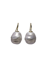 Baroque Earrings Anthracite, Silver-Colored Hooks 12x14 mm