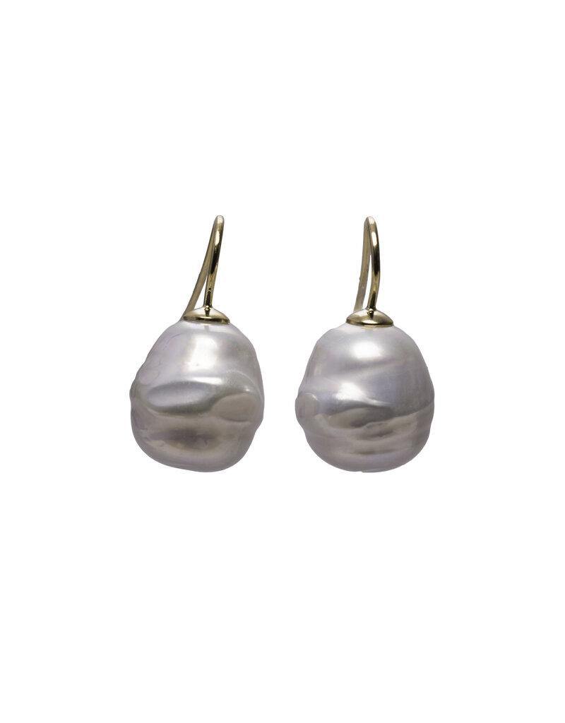 Barok Oorbellen Antraciet, Goudkleurige haakjes 12x14 mm - Copy