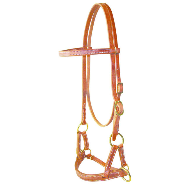 Berlin custom leather Leren side pull - bitloos western hoofdstel