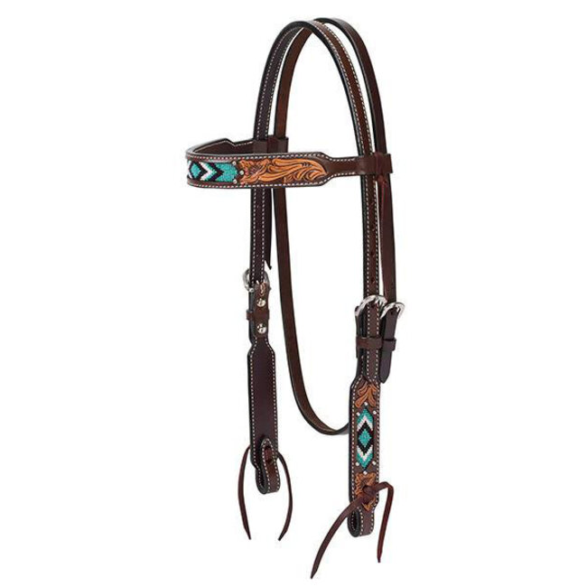 Turquoise Cross Turquoise Beaded Browband hoofdstel