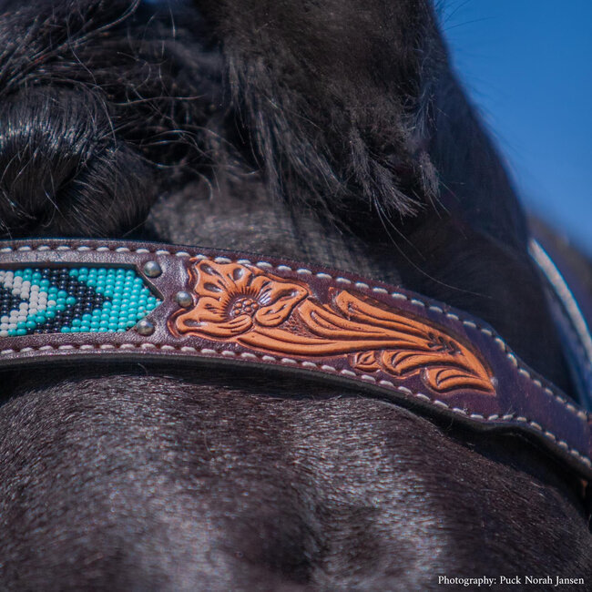 Turquoise Cross Turquoise Beaded Browband hoofdstel
