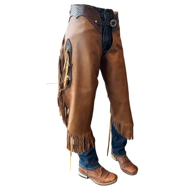 Weaver Leather Chinks with basketweave yoke set