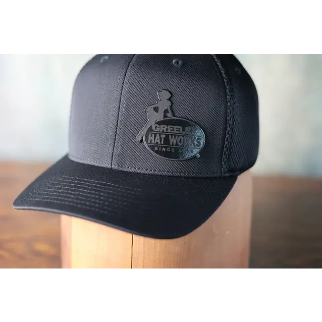 Greeley Hat Greeley Hat Works Black Leather Patch Cap