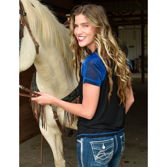 Cowgirl Tuff Lightweight Tee Never Give Up Blue