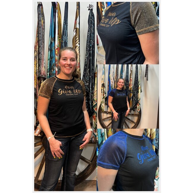 Cowgirl Tuff Lightweight Tee Never Give Up Copper