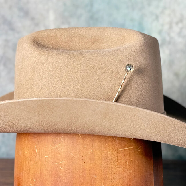 Greeley Hat Metal Tooth Pick Gold Flower real stone