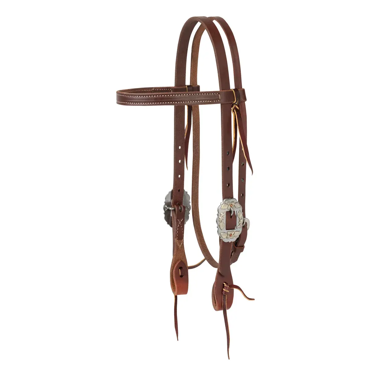 Bride Western Ornée Pour Cheval WI Horseman's Tack - Tête Fleur - Marron - Taille Cob