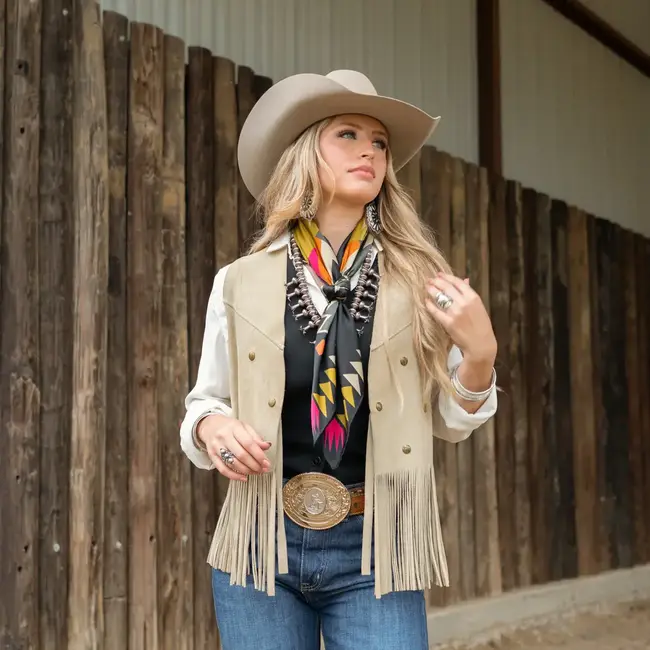 Fringe Scarves Wild Rag Cross Me Caramel Brown