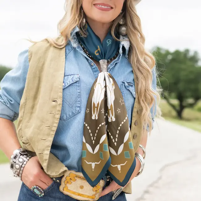 Fringe Scarves Wild Rag Hooked Brown