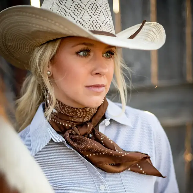 Fringe Scarves Wild Rag Banditos Brown Silk