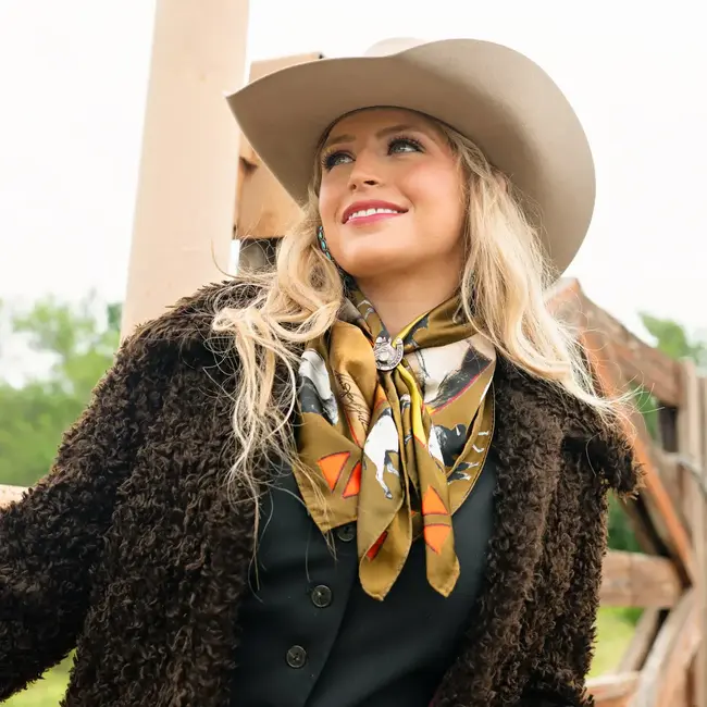 Fringe Scarves Wild Rag Girl & Bison