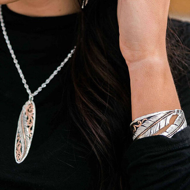Montana Silversmiths Wind Dancer Pierced Feather Cuff Bracelet
