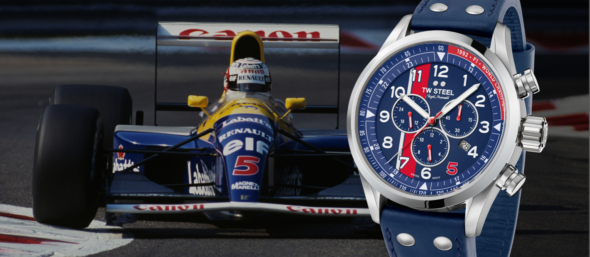 Nigel Mansell horloge een heel gaaf uurwerk