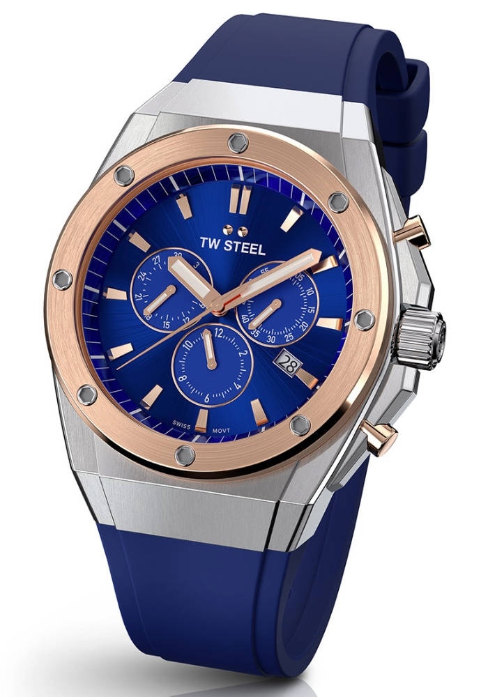 TW Steel CEO Tech Orologio Uomo Quarzo 44 Mm – Quadrante Blu, Cinturino In Pelle Marrone – 10 Bar - 4