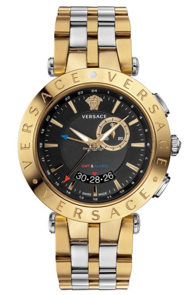 【希少】VERSACE ヴェルサーチ 腕時計 GMT Vレース アラーム