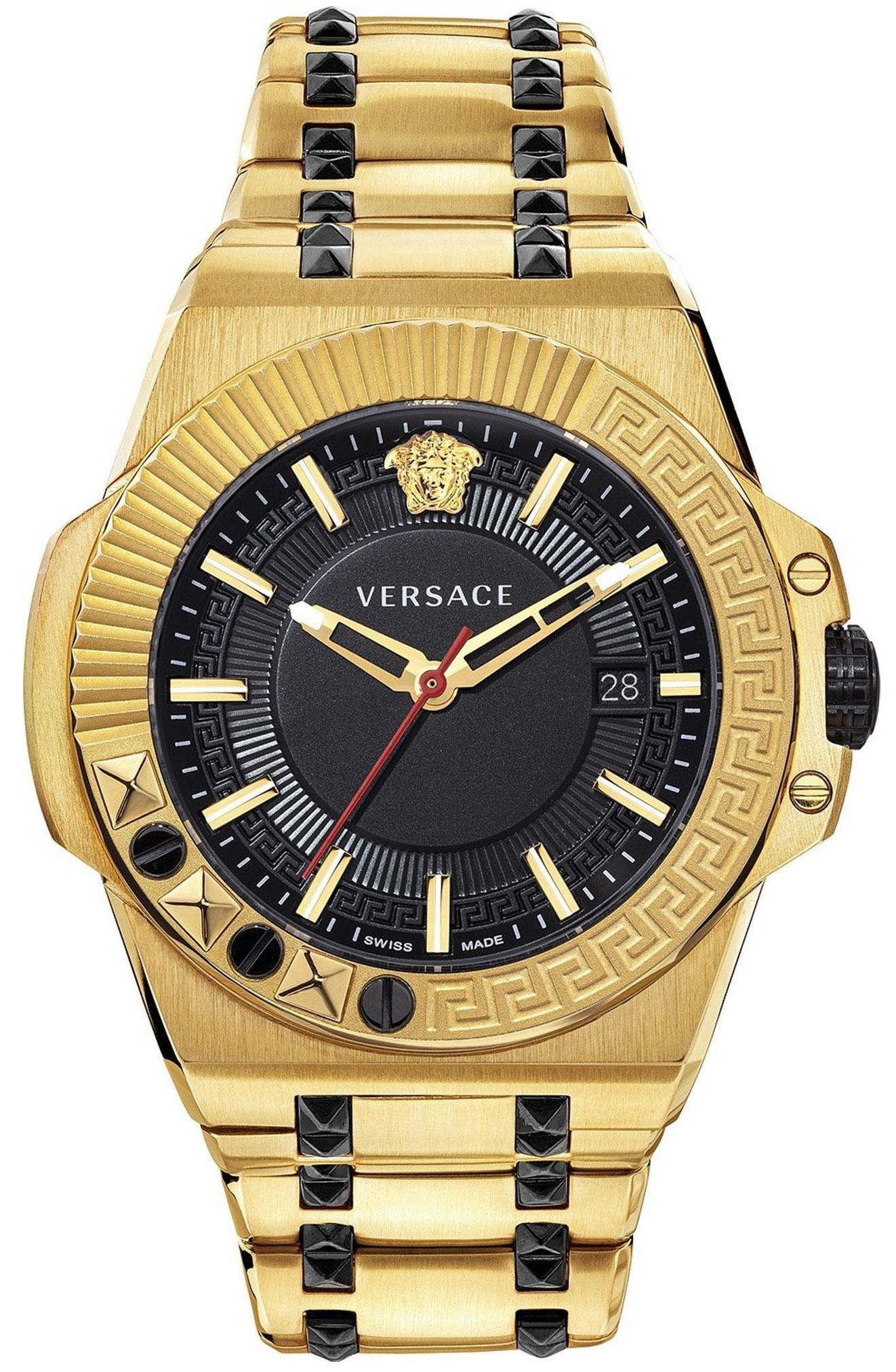 Versace Chain Reaction Quartz Black Dial Two Tone Steel Strap Watch for Men - VEDY00619 main image 0