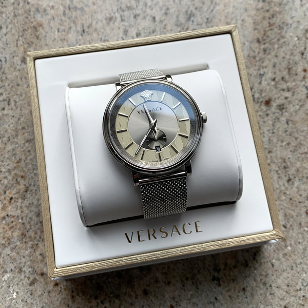 Versace Versace VBQ060017 V-Circle Silver heren horloge 42 mm