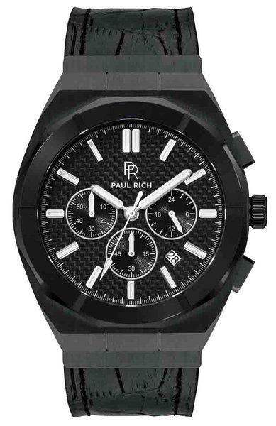 Paul Rich Paul Rich Motorsport Carbon Fiber Black Leather MCF01-L horloge 45 mm