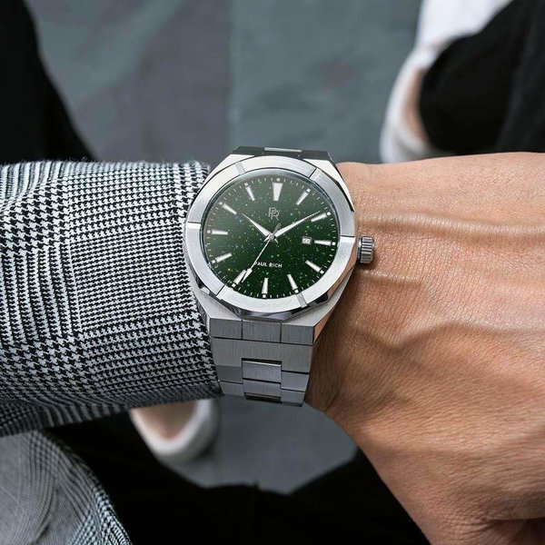 Paul Rich Paul Rich Star Dust Green Silver SD06-A Automatic horloge 45 mm