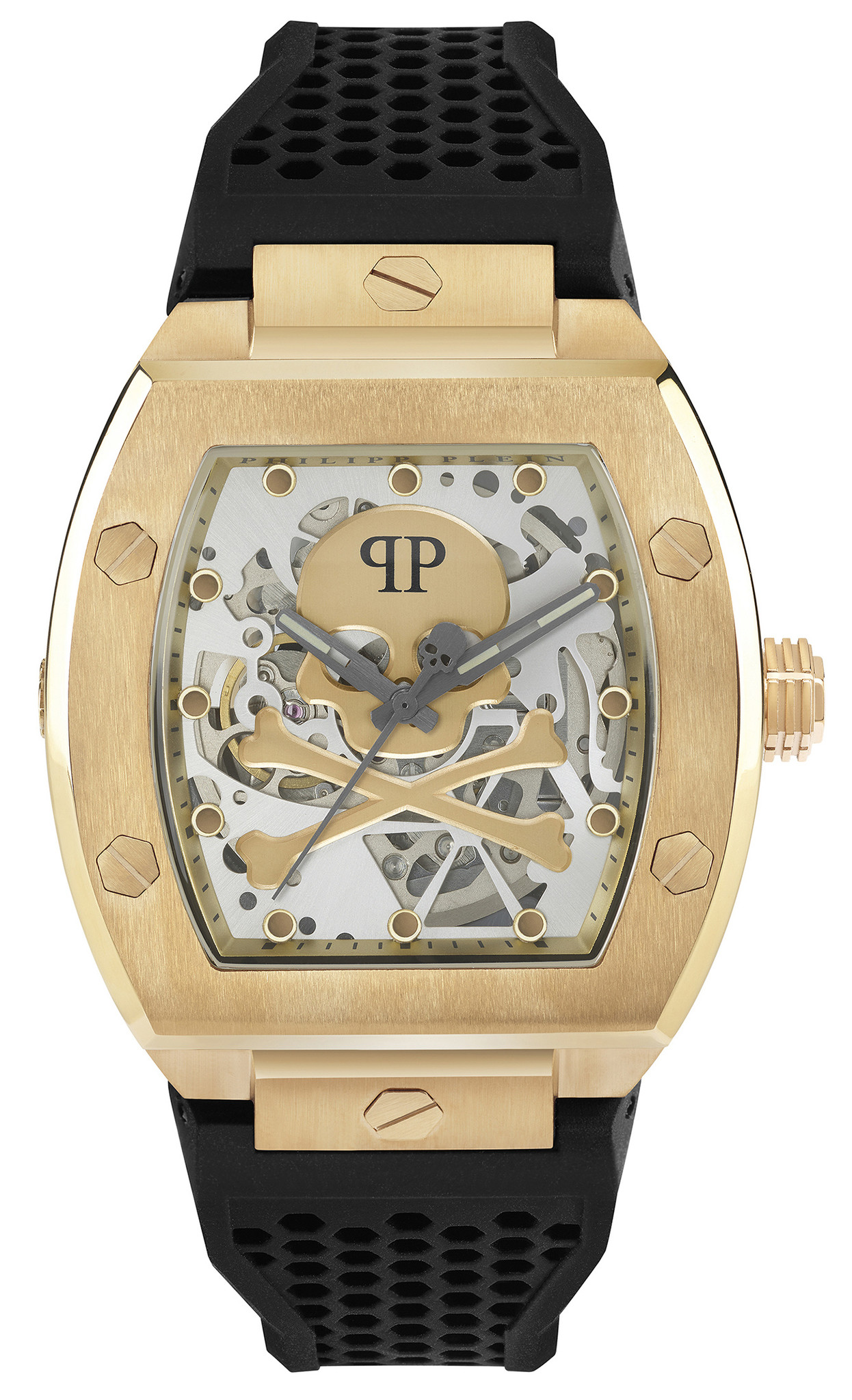 Philipp Plein The $Keleton PWBAA0321 Horloge - Siliconen - Zwart - Ø 44 mm