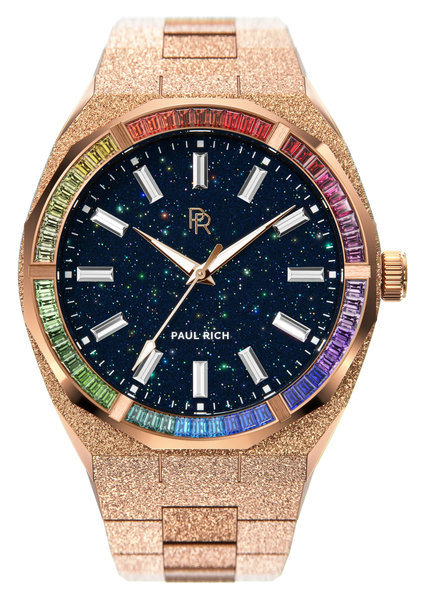 Paul Rich Paul Rich Rainbow Frosted Star Dust Rose Gold RAIN04 Limited horloge 45 mm