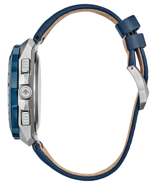 Citizen Orologio Uomo Eco-Drive JY8148-08L, Analogico-digitale, Cinturino In Pelle Blu, 46 Mm, 20 Bar