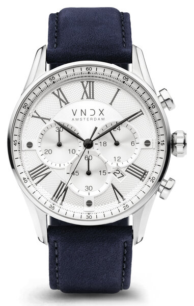 VNDX Amsterdam VNDX The Chief Leather White Blue LS33056-02 BL horloge