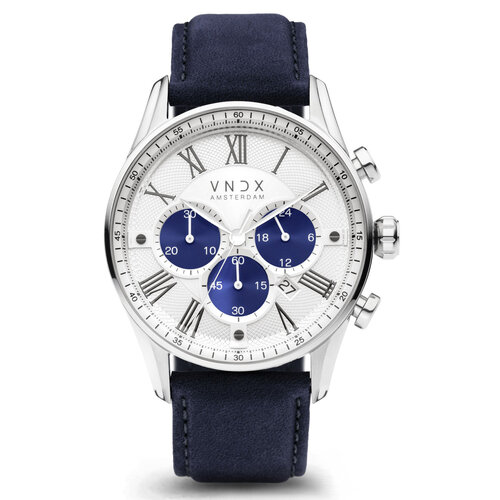 VNDX The Chief Leather White Two-Tone Blue LS33056-T3 BL horloge
