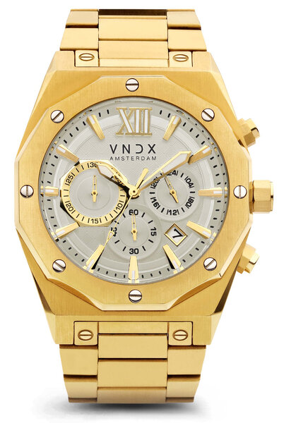 VNDX Amsterdam VNDX Wise Man Steel Gold White MD11885-02 horloge