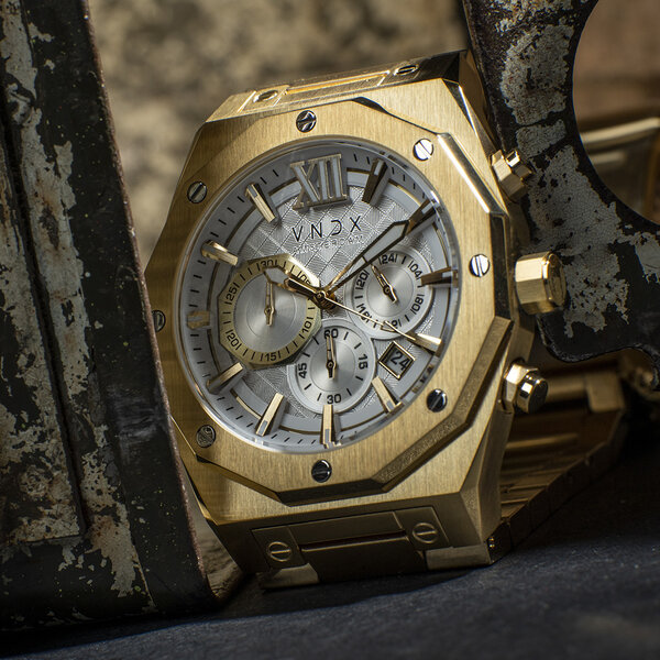 VNDX Amsterdam VNDX Wise Man Steel Gold White MD11885-02 horloge