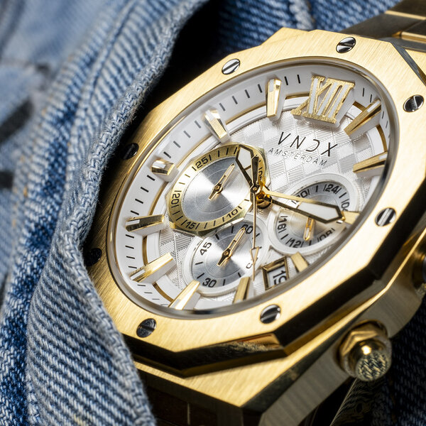 VNDX Amsterdam VNDX Wise Man Steel Gold White MD11885-02 horloge