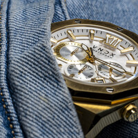VNDX Amsterdam VNDX Wise Man Steel Gold White MD11885-02 horloge