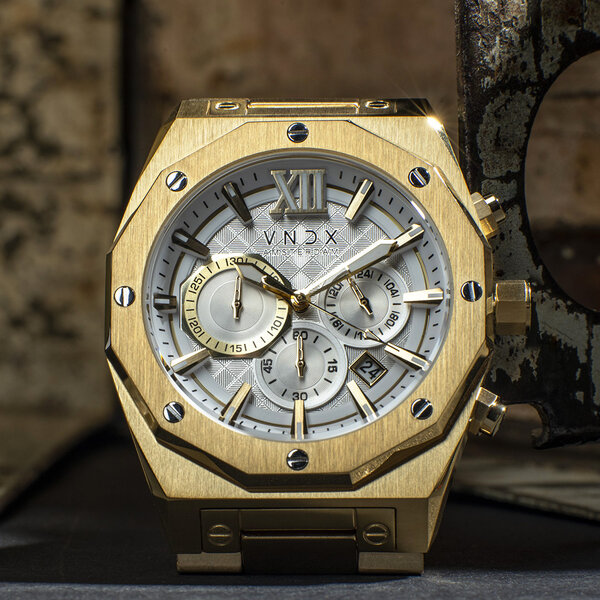 VNDX Amsterdam VNDX Wise Man Steel Gold White MD11885-02 horloge