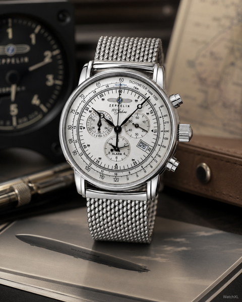 Zeppelin Zeppelin 7680M-1 100 Jahre Zeppelin chronograaf horloge 42 mm