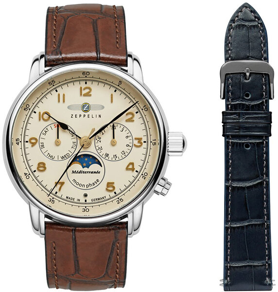 Zeppelin Zeppelin 9636-5-SET Méditerranée maanfase horloge met extra band