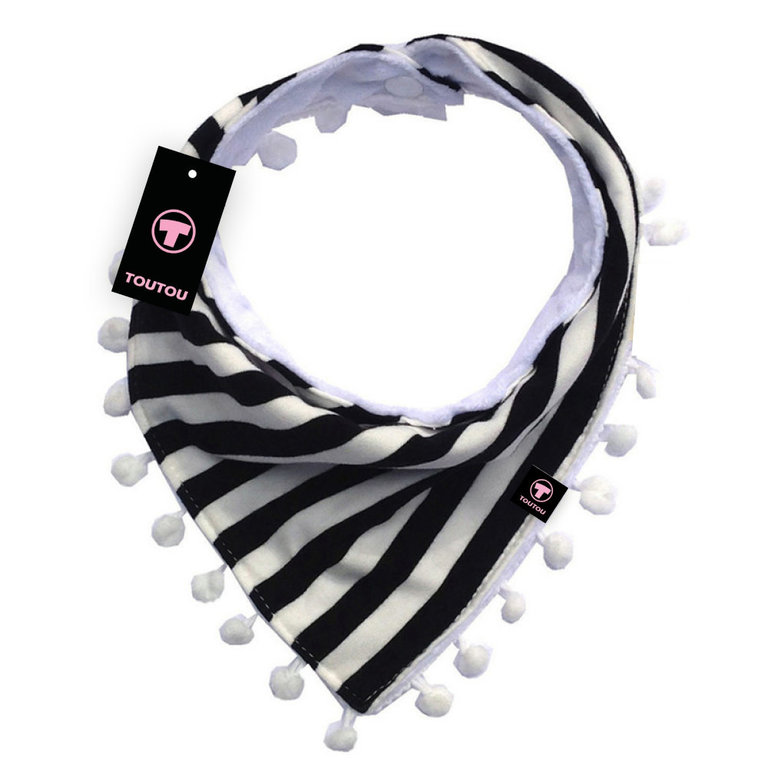 The Toutou Bandana Toutou Pompon Rayé Marine & Blanc