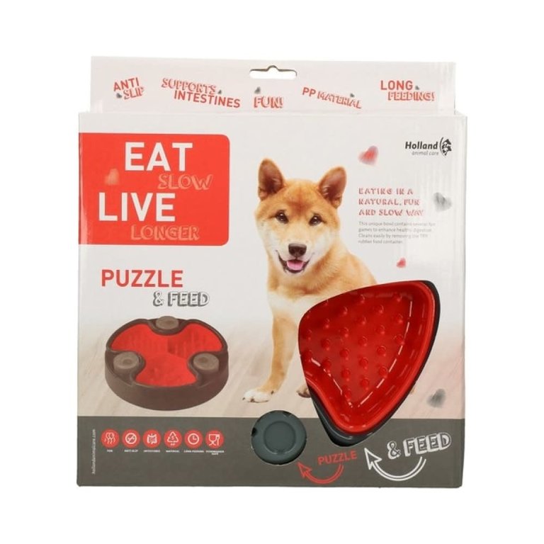 Gamelle Eat Slow Puzzle & Feed Rouge