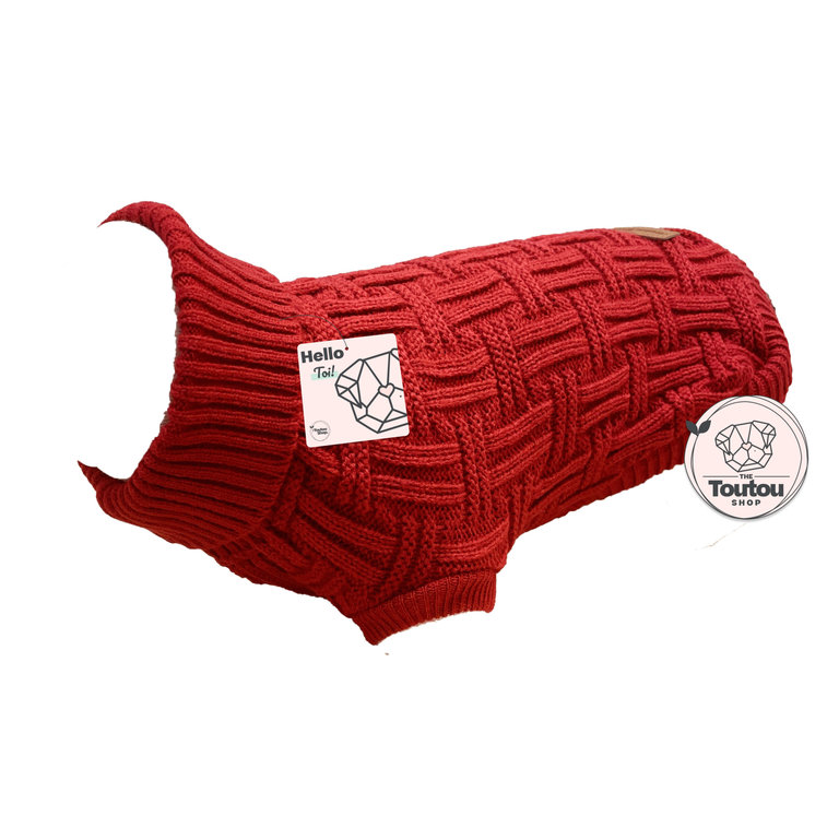 The Toutou NEW - Pull en Laine Tricot Rouge Sacha