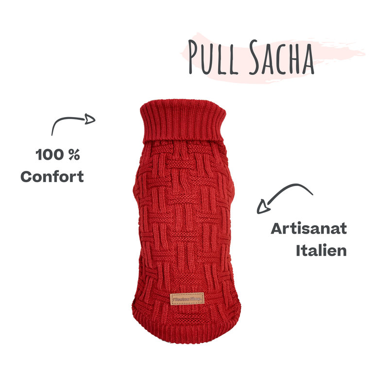 The Toutou NEW - Pull en Laine Tricot Rouge Sacha