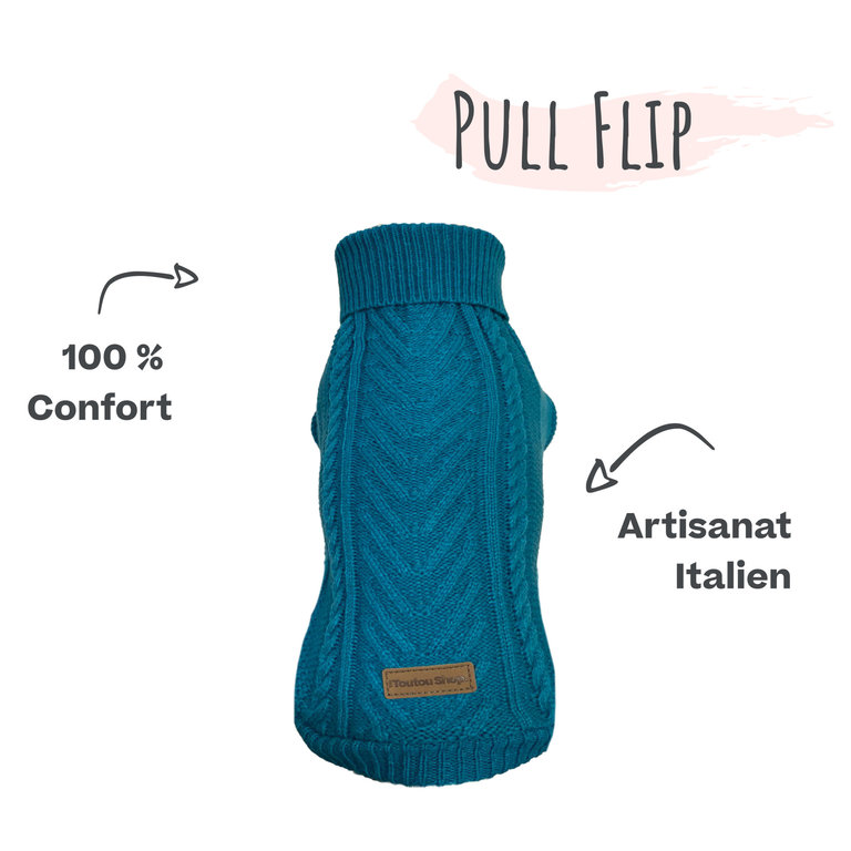 The Toutou NEW - Pull en Laine Tricot Pétrole Flip