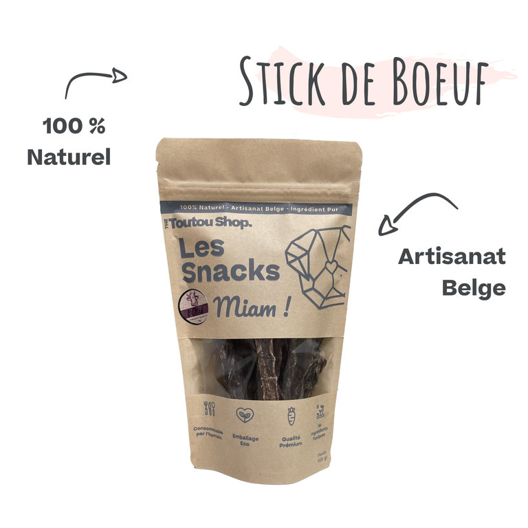 The Toutou Snack Toutou Stick de Boeuf 100% Naturel100 Gr
