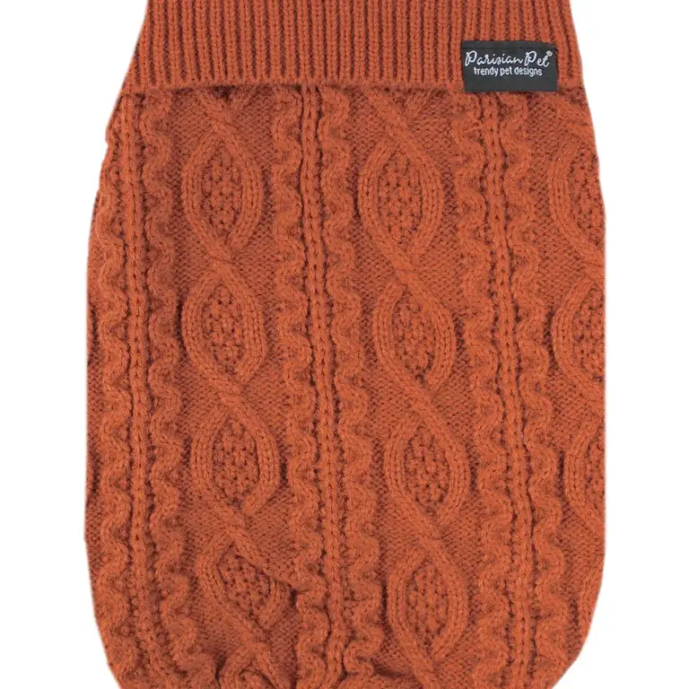 Parisian Pet Pull en maille torsadée Terracotta